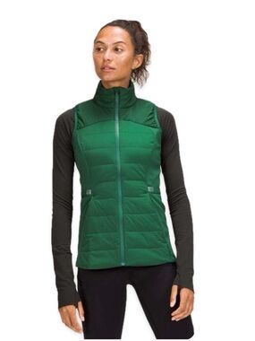 Lululemon Down Puffer Vest Down For It All Size 6 Goose Fill Running Dark Green
